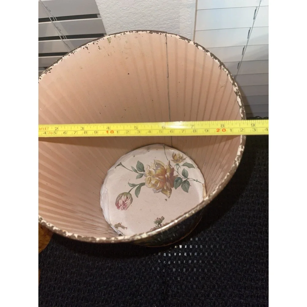 Vintage Hand Painted Tin/metal Trash Can Sunflowers Original Art